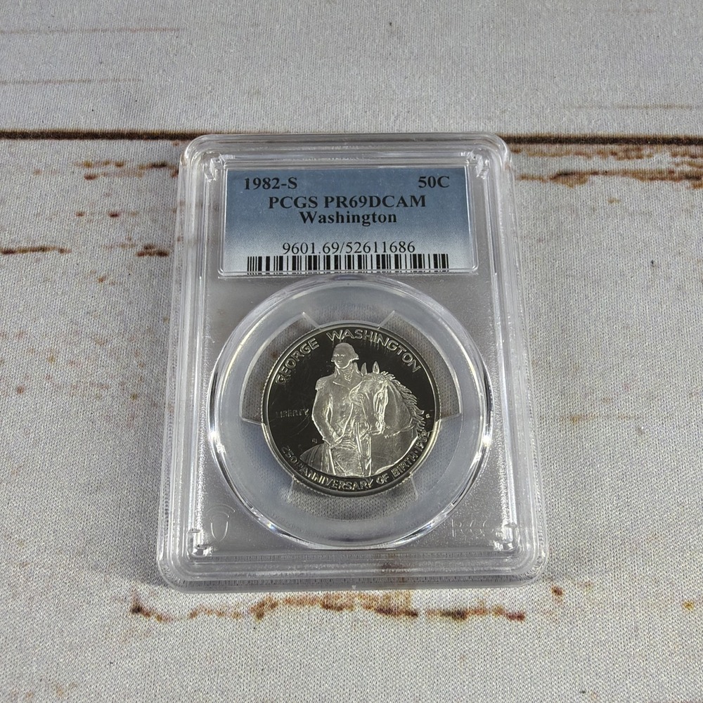 1982-S Washington Commemorative Silver Half Dollar PCGS PR69 DCAM Slabbed